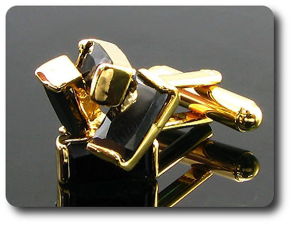 4x10mm Simulated Black Sapphire Cufflink