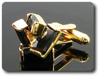 4x10mm Simulated Black Sapphire Cufflink