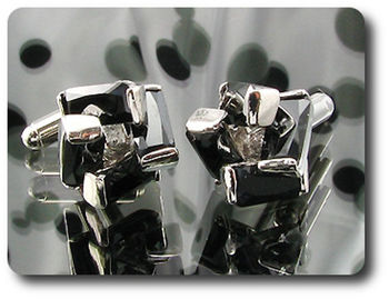 4x10mm Simulated Black Sapphire Cufflink
