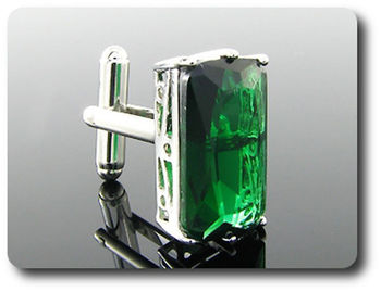2x20mm Simulated Green Emerald Cufflink