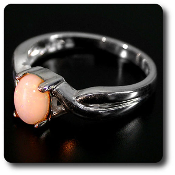 WHITE RAINBOW OPAL RING