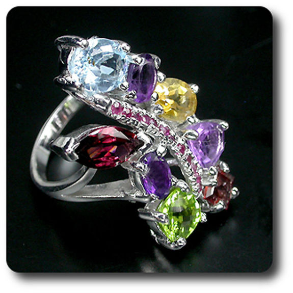 BAGUE AMETHYSTE PERIDOT TOPAZE