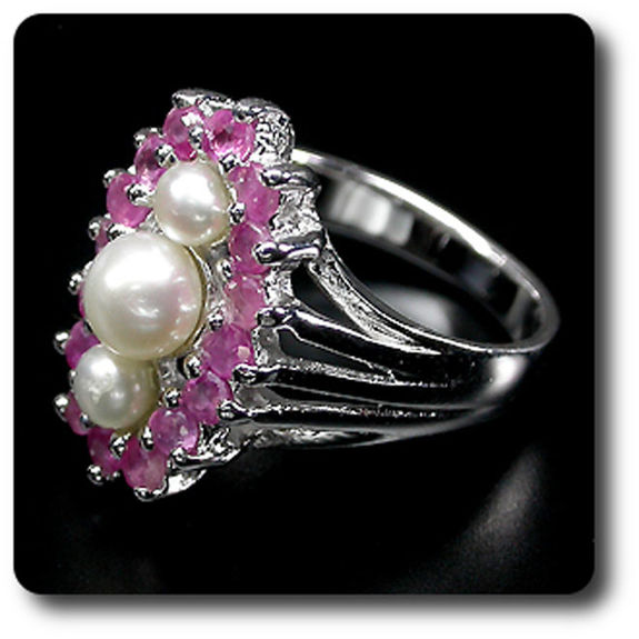 BAGUE RUBIS & PERLE