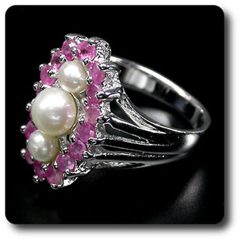 BAGUE RUBIS & PERLE