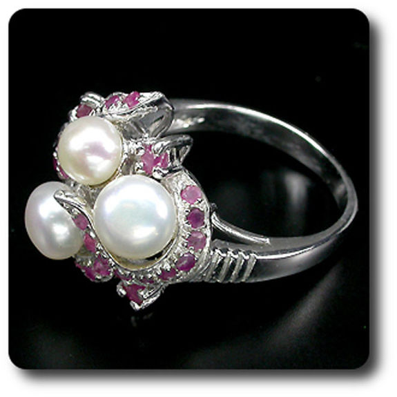 BAGUE RUBIS & PERLE