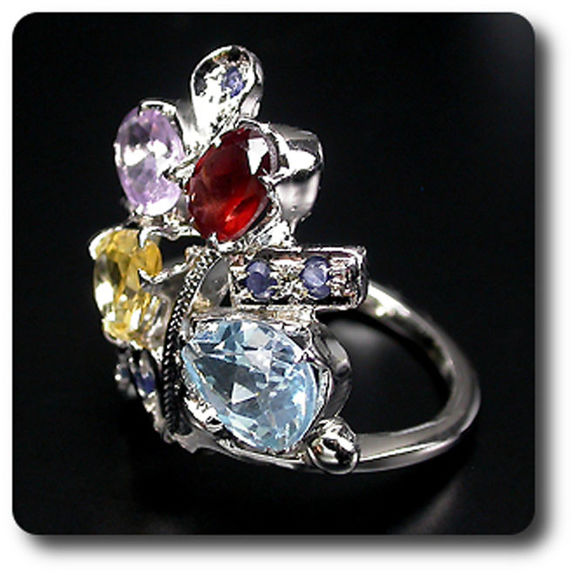 BAGUE AMETHYSTE GRENAT TOPAZE