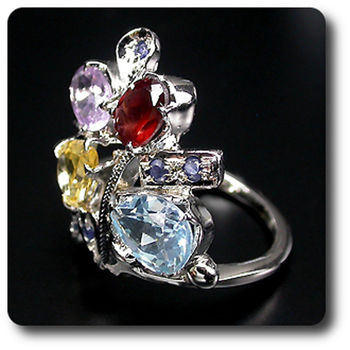 BAGUE AMETHYSTE GRENAT TOPAZE