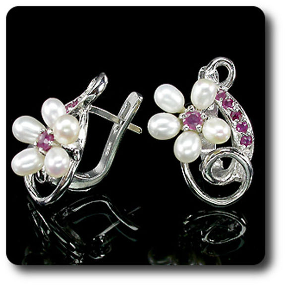 RUBY & PEARL EARRINGS