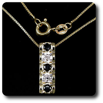 PENDENTIF SAPHIR NOIR + CHAINE