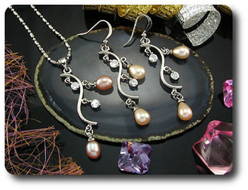 6x8mm Pearl Pendant Earrings Set