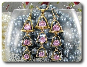 9x5~10mm Pink Sapphire Pendant Earrings Set