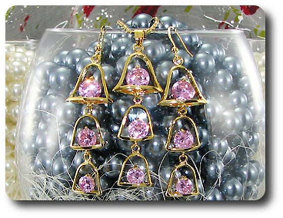 9x5~10mm Pink Sapphire Pendant Earrings Set
