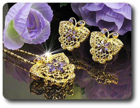 21x2~6mm Amethyst Pendant Earrings Set