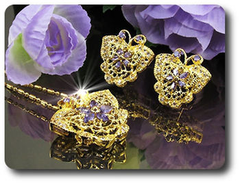 21x2~6mm Amethyst Pendant Earrings Set