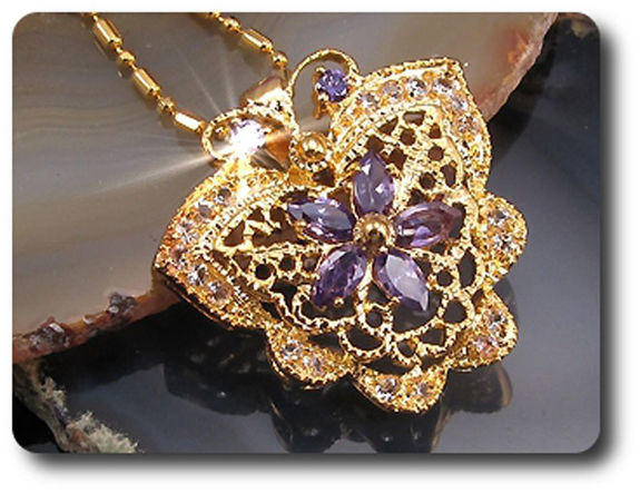 21x2~6mm Amethyst Pendant Earrings Set