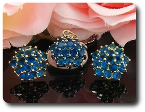 48x4mm Blue Sapphire Pendant Earrings Set