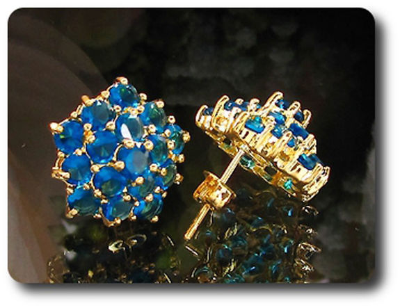 48x4mm Blue Sapphire Pendant Earrings Set