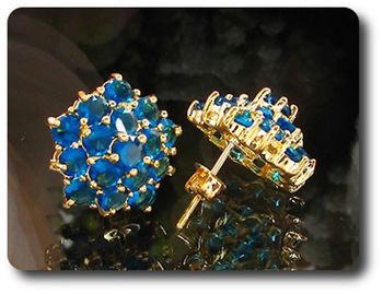 48x4mm Blue Sapphire Pendant Earrings Set