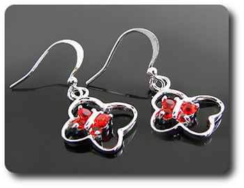 12x3mm Red Ruby Pendant Earrings Set