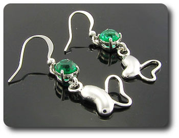 3x6mm Green Emerald Pendant Earrings Set