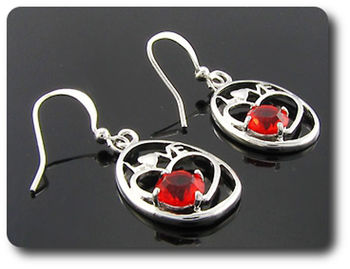 3x6mm Red Ruby Pendant Earrings Set