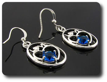 3x6mm Blue Sapphire Pendant Earrings Set