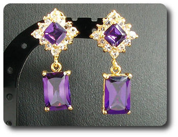 12x28~8mm Purple Amethyst Necklace Earrings Set