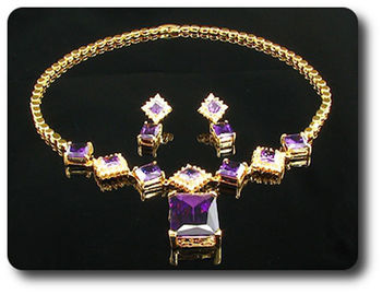 12x28~8mm Purple Amethyst Necklace Earrings Set