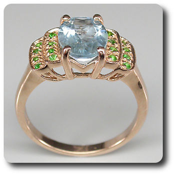 BAGUE TOPAZE & GRENAT TSAVORITE