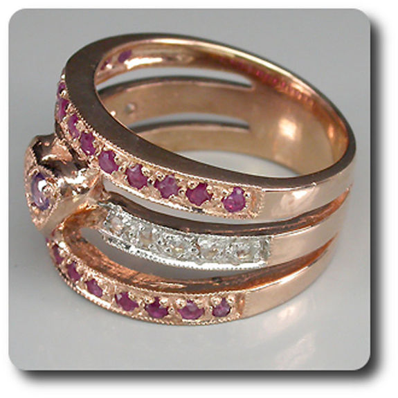 BAGUE AMETHYSTE TOPAZE RUBIS