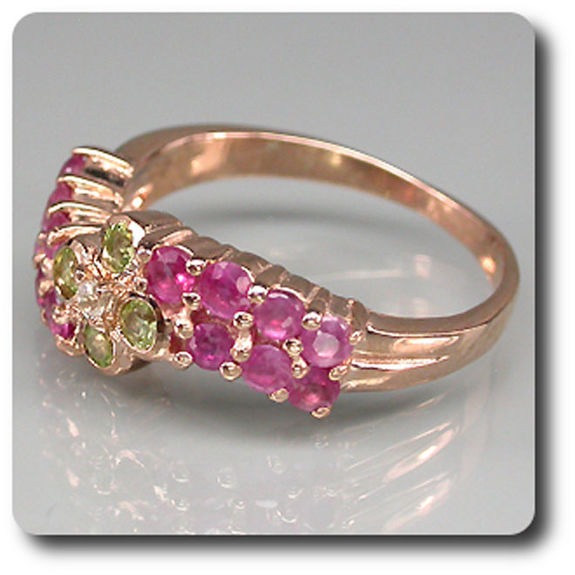 BAGUE RUBIS PERIDOT & TOPAZE