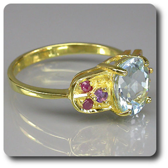 BAGUE TOPAZE RUBIS & AMETHYSTE