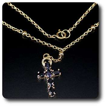 PENDENTIF SAPHIR NOIR + CHAINE