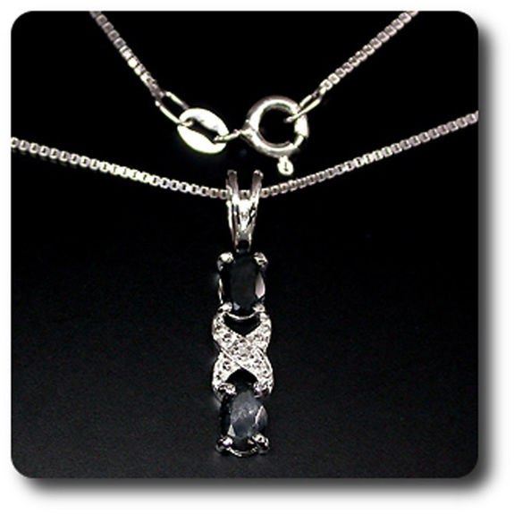 PENDENTIF SAPHIR & DIAMANT + CHAINE