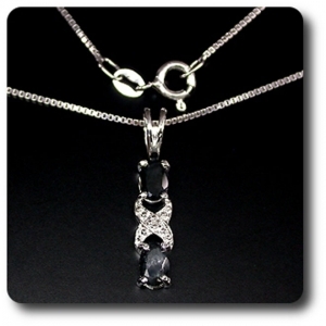 PENDENTIF SAPHIR & DIAMANT + CHAINE