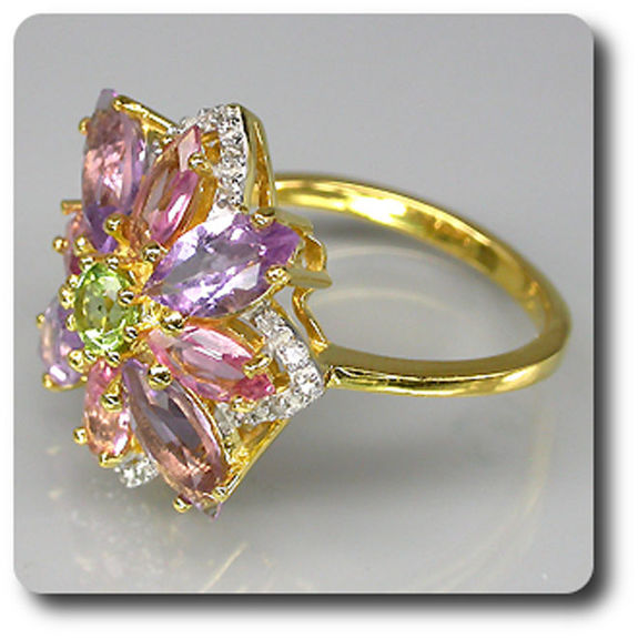 AMETHYST DIAMOND & TOURMALINE RING