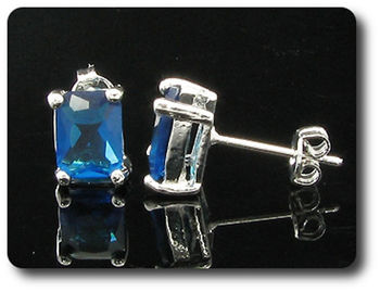 BOUCLES D'OREILLE SAPHIR BLEU