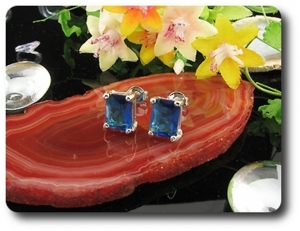 BOUCLES D'OREILLE SAPHIR BLEU