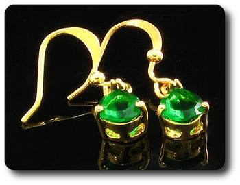 2x8mm Green Emerald Earrings
