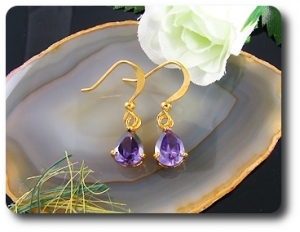 2x8mm Purple Amethyst Earrings