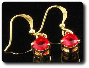 2x8mm Red Ruby Earrings