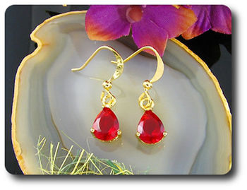 2x8mm Red Ruby Earrings