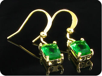 2x7mm Green Emerald Earrings