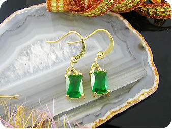2x7mm Green Emerald Earrings