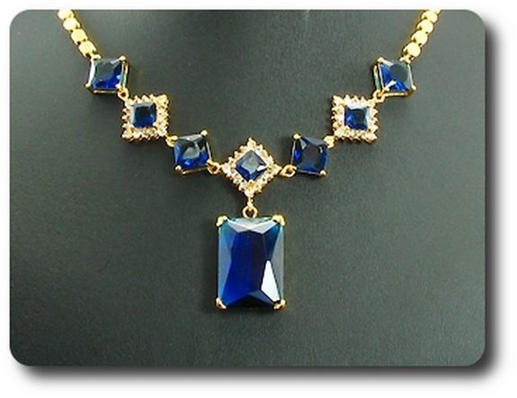8x28-10mm Blue Sapphires Necklace