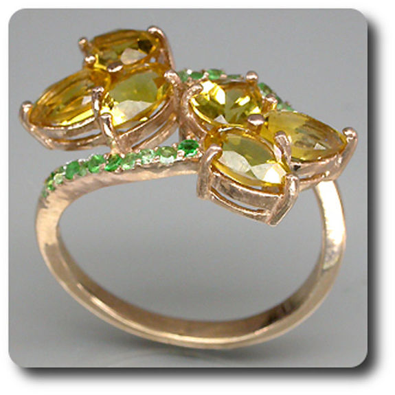 CITRINE & TSAVORITE GARNET RING
