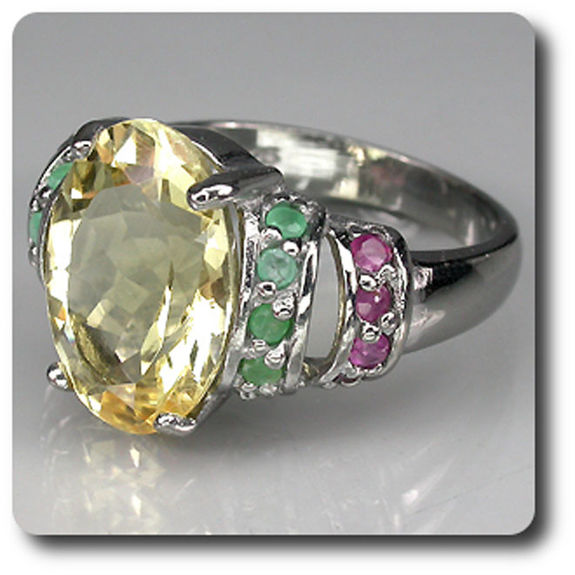 CITRINE EMERALD RUBY RING