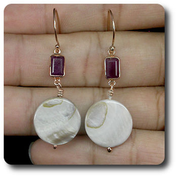 RUBY & MOTHER OF PEARL EARRINGS