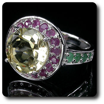 CITRINE EMERALD RUBY RING