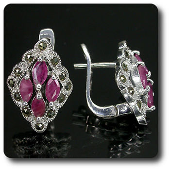 RUBY & MARCASITE EARRINGS